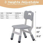 Lot de 2 chaises pour enfants, chaise en plastique réglable en hauteur sur 3 niveaux pour enfants (2-6 ans) - Idéal pour la maison, la salle de classe et la crèche