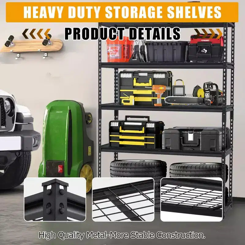 Étagère de garage robuste, étagères de rangement réglables, étagères métalliques durables pour l'organisation de garage, sous-sol, atelier, entrepôt