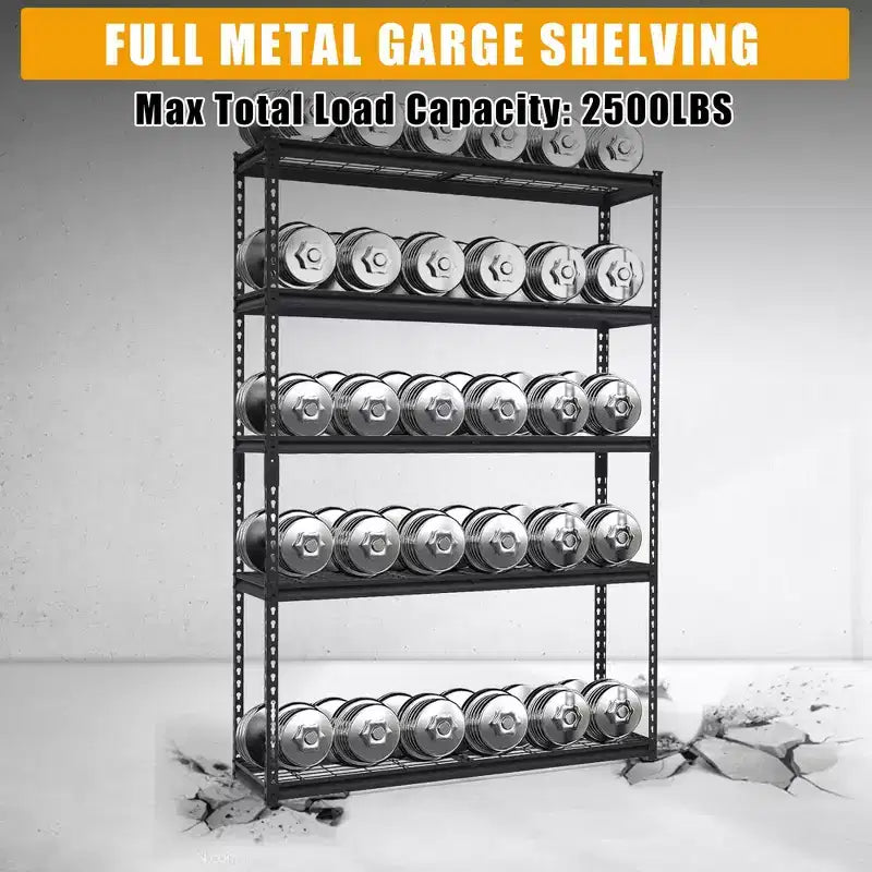 Étagère de garage robuste, étagères de rangement réglables, étagères métalliques durables pour l'organisation de garage, sous-sol, atelier, entrepôt