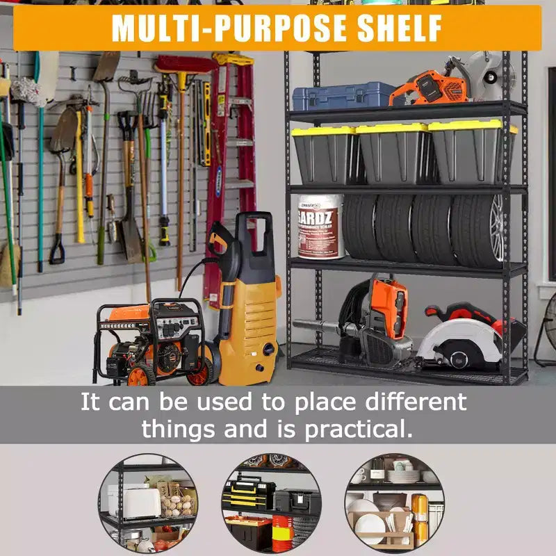 Étagère de garage robuste, étagères de rangement réglables, étagères métalliques durables pour l'organisation de garage, sous-sol, atelier, entrepôt