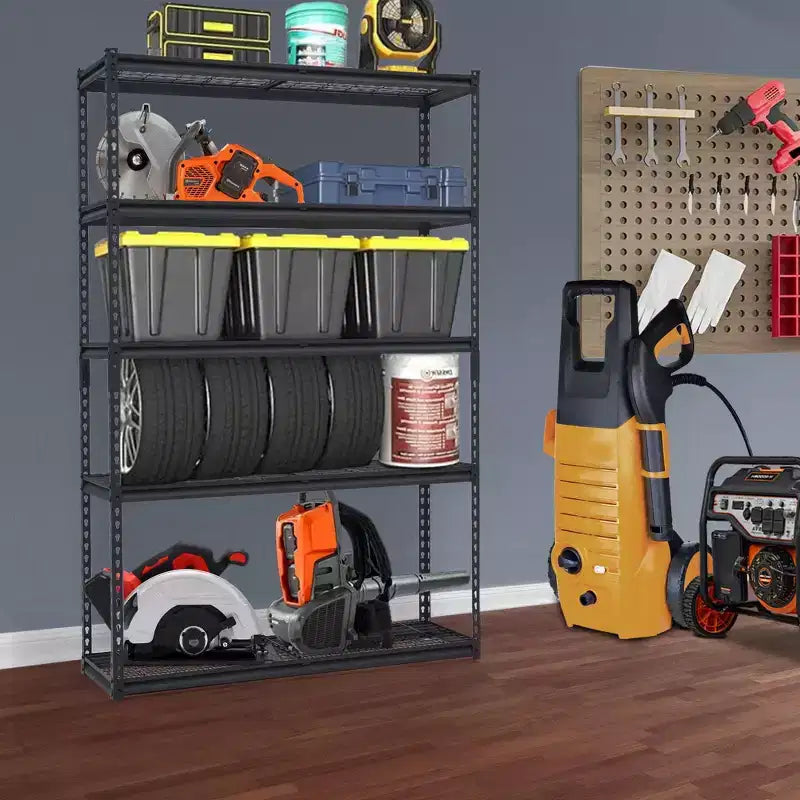 Étagère de garage robuste, étagères de rangement réglables, étagères métalliques durables pour l'organisation de garage, sous-sol, atelier, entrepôt