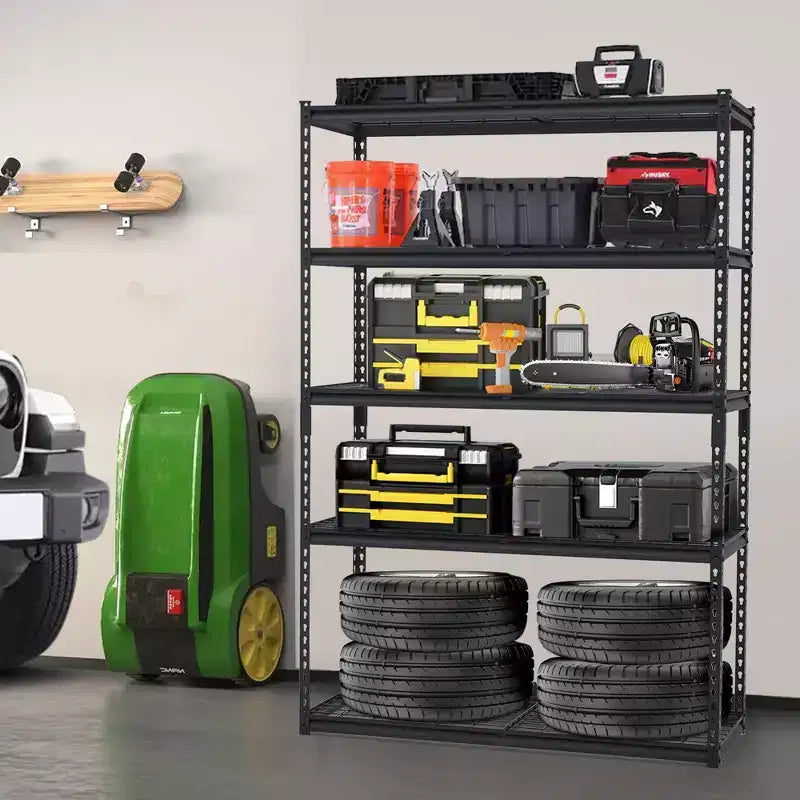 Étagère de garage robuste, étagères de rangement réglables, étagères métalliques durables pour l'organisation de garage, sous-sol, atelier, entrepôt