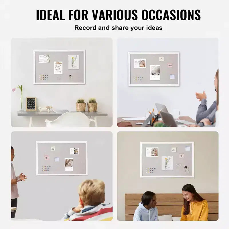 Tableau d'affichage en liège de 30 x 20 pouces avec cadre en MDF blanc pour la maison, le bureau et l'école