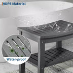 Banc de douche, tabouret de douche étanche en PEHD de 52,3 cm, chaise de salle de bain de 181 kg avec étagère de rangement, chaise de salle de bain antidérapante pour personnes âgées