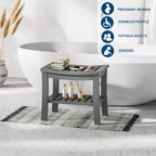 Banc de douche, tabouret de douche étanche en PEHD de 52,3 cm, chaise de salle de bain de 181 kg avec étagère de rangement, chaise de salle de bain antidérapante pour personnes âgées