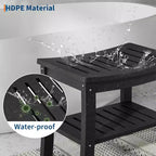 Banc de douche, tabouret de douche étanche en PEHD de 52,3 cm, chaise de salle de bain de 181 kg avec étagère de rangement, chaise de salle de bain antidérapante pour personnes âgées