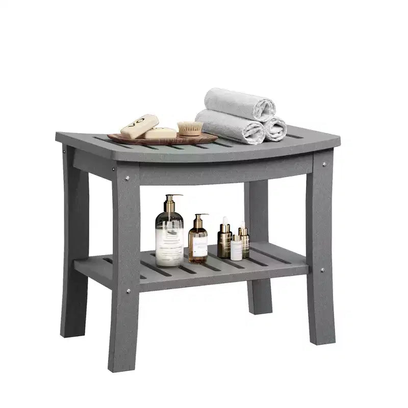Banc de douche, tabouret de douche étanche en PEHD de 52,3 cm, chaise de salle de bain de 181 kg avec étagère de rangement, chaise de salle de bain antidérapante pour personnes âgées