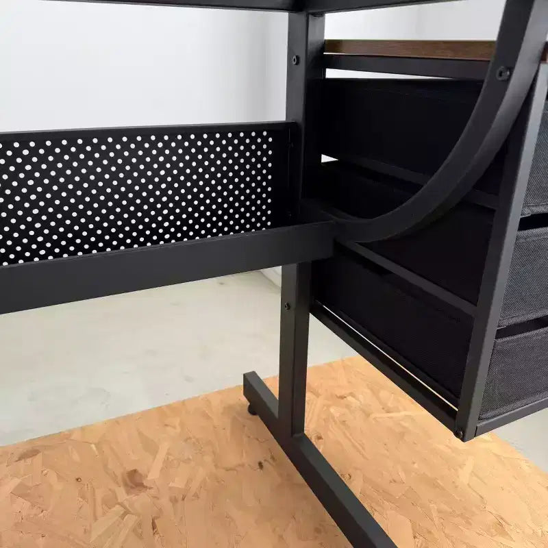 JVNOXKKTable à dessin réglable en hauteur, idéale pour les travaux manuels, la lecture et l'écriture, avec tabouret et 3 tiroirs de rangement. Noire.