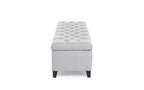 Banc de rangement Okak avec capitonnage et surpiqûres en losanges, banc de bout de lit avec pieds robustes, banc de rangement pour salon