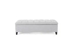 Banc de rangement Okak avec capitonnage et surpiqûres en losanges, banc de bout de lit avec pieds robustes, banc de rangement pour salon