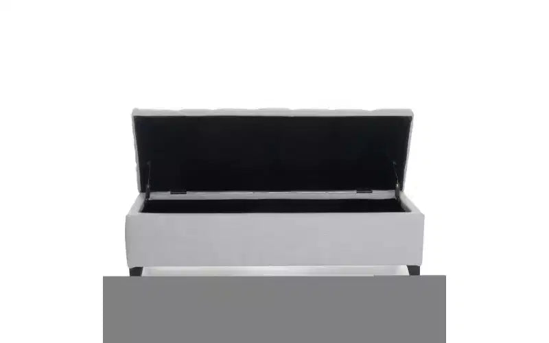 Banc de rangement Okak avec capitonnage et surpiqûres en losanges, banc de bout de lit avec pieds robustes, banc de rangement pour salon