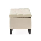 Banc de rangement Okak avec capitonnage et surpiqûres en losanges, banc de bout de lit avec pieds robustes, banc de rangement pour salon