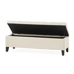 Banc de rangement Okak avec capitonnage et surpiqûres en losanges, banc de bout de lit avec pieds robustes, banc de rangement pour salon