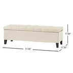 Banc de rangement Okak avec capitonnage et surpiqûres en losanges, banc de bout de lit avec pieds robustes, banc de rangement pour salon
