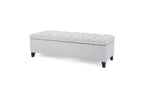 Banc de rangement Okak avec capitonnage et surpiqûres en losanges, banc de bout de lit avec pieds robustes, banc de rangement pour salon