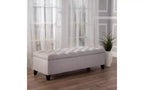 Banc de rangement Okak avec capitonnage et surpiqûres en losanges, banc de bout de lit avec pieds robustes, banc de rangement pour salon