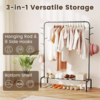 Costway Portant à vêtements métallique de 127 cm de large avec 8 crochets et étagère de rangement pour la buanderie