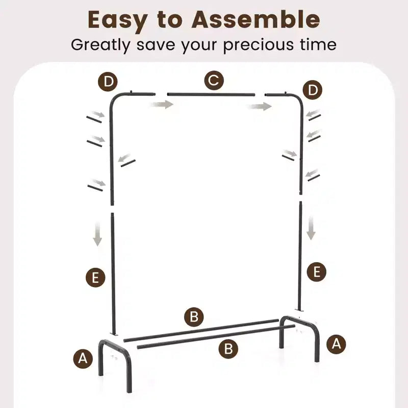 Costway Portant à vêtements métallique de 127 cm de large avec 8 crochets et étagère de rangement pour la buanderie