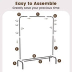 Costway Portant à vêtements métallique de 127 cm de large avec 8 crochets et étagère de rangement pour la buanderie