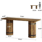 Lantine - Table de bar industrielle de 70,9 pouces, table haute de comptoir, meuble de bar rectangulaire pour salon, petits bars