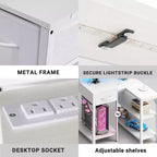 Bureau gaming en L Bestier avec lumières LED RVB, station de chargement USB, prise électrique, support d'écran et étagères de rangement