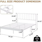 Cadre de lit Queen Size 14 pouces - Assemblage en 30 minutes, plateforme de lit en métal avec tête de lit, pas besoin de sommier - Design moderne, antidérapant