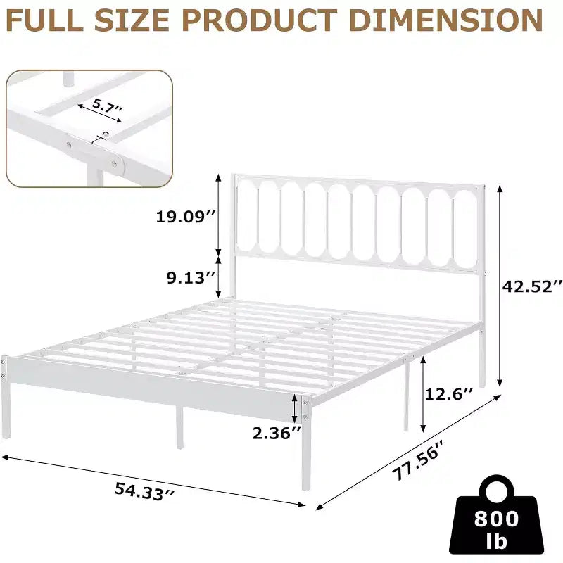 Cadre de lit Queen Size 14 pouces - Assemblage en 30 minutes, plateforme de lit en métal avec tête de lit, pas besoin de sommier - Design moderne, antidérapant