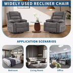 Fauteuil inclinable pivotant à 360° pour adultes, fauteuil relax manuel avec 3 positions, 2 porte-gobelets, 4 poches pour chambre de bébé, salon, chambre à coucher
