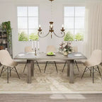71 Grande Table à Manger pour 6-8 Personnes, Table de Cuisine en Bois Style Ferme avec Pieds Triangulaires Robustes, Plateau Épais Rectangulaire, Base Résistante pour Salle à Manger