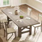 71 Grande Table à Manger pour 6-8 Personnes, Table de Cuisine en Bois Style Ferme avec Pieds Triangulaires Robustes, Plateau Épais Rectangulaire, Base Résistante pour Salle à Manger