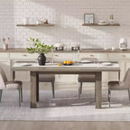 71 Grande Table à Manger pour 6-8 Personnes, Table de Cuisine en Bois Style Ferme avec Pieds Triangulaires Robustes, Plateau Épais Rectangulaire, Base Résistante pour Salle à Manger