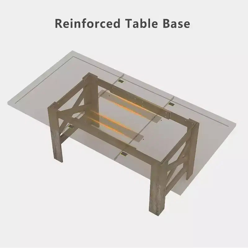 71 Grande Table à Manger pour 6-8 Personnes, Table de Cuisine en Bois Style Ferme avec Pieds Triangulaires Robustes, Plateau Épais Rectangulaire, Base Résistante pour Salle à Manger