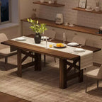 71 Grande Table à Manger pour 6-8 Personnes, Table de Cuisine en Bois Style Ferme avec Pieds Triangulaires Robustes, Plateau Épais Rectangulaire, Base Résistante pour Salle à Manger