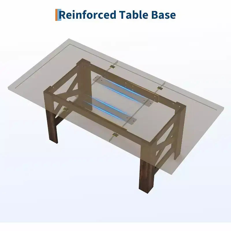 71 Grande Table à Manger pour 6-8 Personnes, Table de Cuisine en Bois Style Ferme avec Pieds Triangulaires Robustes, Plateau Épais Rectangulaire, Base Résistante pour Salle à Manger