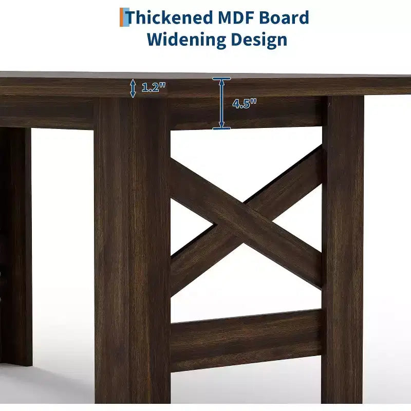 71 Grande Table à Manger pour 6-8 Personnes, Table de Cuisine en Bois Style Ferme avec Pieds Triangulaires Robustes, Plateau Épais Rectangulaire, Base Résistante pour Salle à Manger