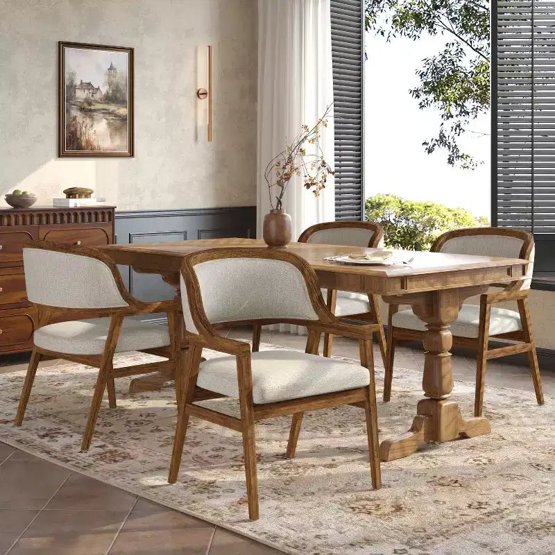 Christopher Knight Home Vera Chaises de salle à manger capitonnées en hévéa de style milieu de siècle (lot de 4)