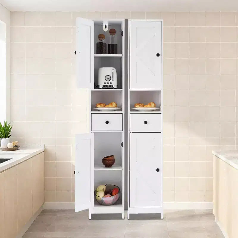 Meuble de rangement haut de salle de bain de 66,9 pouces, organiseur étroit autoportant avec étagères réglables, conception résistante à l'eau, pour les petits espaces de cuisine et de couloir,