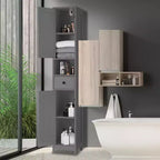Meuble de rangement haut de salle de bain de 66,9 pouces, organiseur étroit autoportant avec étagères réglables, conception résistante à l'eau, pour les petits espaces de cuisine et de couloir,