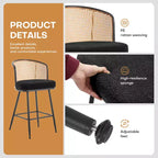 Bekrvio Lot de 2/3/4 tabourets de bar avec dossier en rotin, assise rembourrée, cadre en métal et repose-pieds, chaises de bar modernes pour îlot de cuisine, bar à domicile.