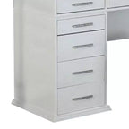 Coiffeuse 3 pièces Royal Hamton avec miroir LED, plateau en verre, tabouret rembourré, blanc