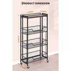 Chariot utilitaire, Chariot de rangement pliable, Facile à monter, Grand espace de rangement pour le bureau, la cuisine, la maison