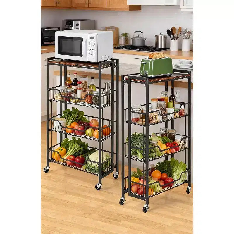 Chariot utilitaire, Chariot de rangement pliable, Facile à monter, Grand espace de rangement pour le bureau, la cuisine, la maison