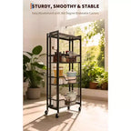 Chariot utilitaire, Chariot de rangement pliable, Facile à monter, Grand espace de rangement pour le bureau, la cuisine, la maison