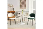 MAYEERTY Gray Boucle Fabric Dining Chairs Set of 4 with Metal Legs for Dining Room