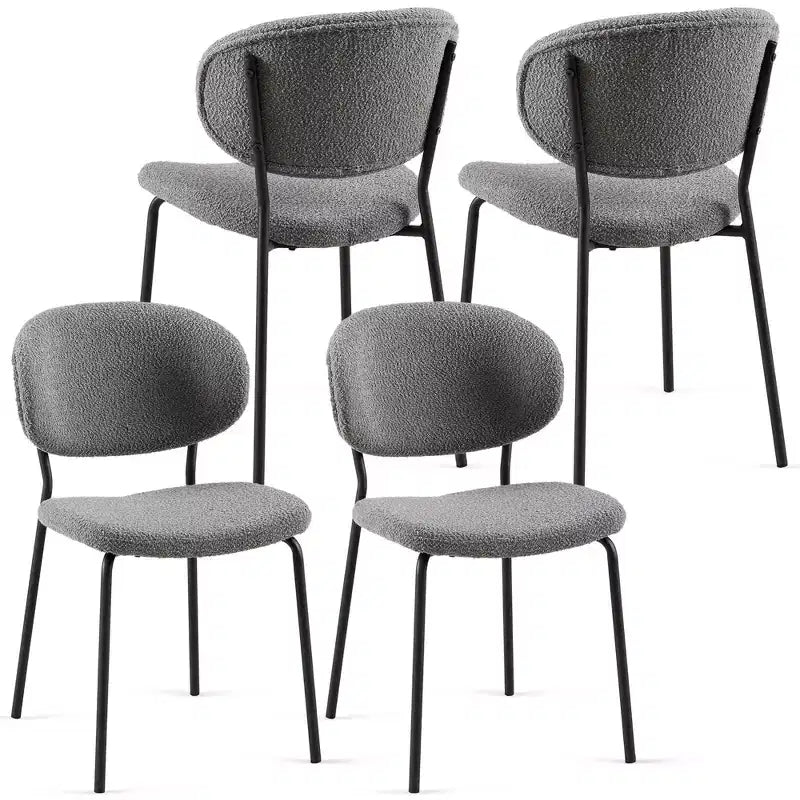 MAYEERTY Chaises de salle à manger en tissu bouclé gris, lot de 4 avec pieds en métal pour salle à manger