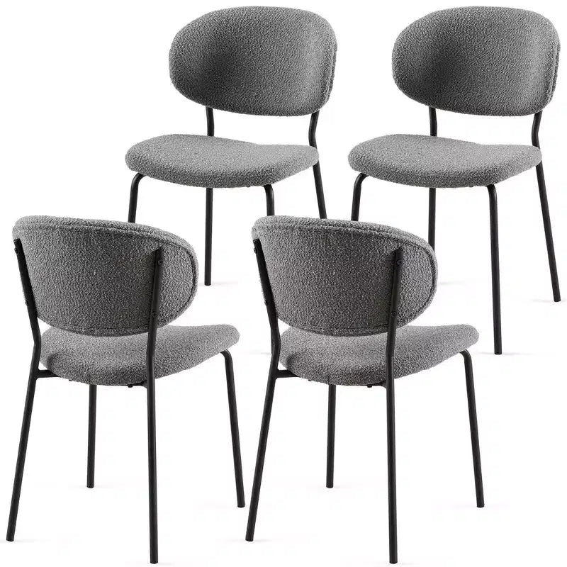 MAYEERTY Chaises de salle à manger en tissu bouclé gris, lot de 4 avec pieds en métal pour salle à manger