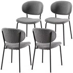 MAYEERTY Chaises de salle à manger en tissu bouclé gris, lot de 4 avec pieds en métal pour salle à manger