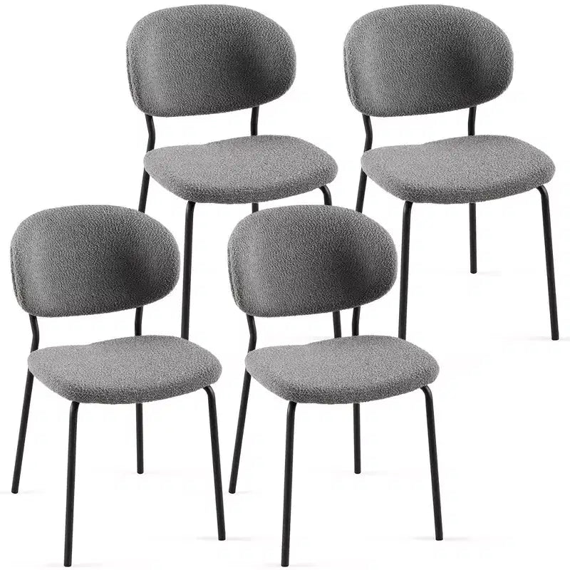 MAYEERTY Chaises de salle à manger en tissu bouclé gris, lot de 4 avec pieds en métal pour salle à manger