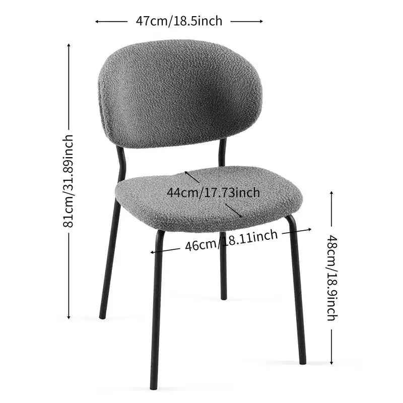 MAYEERTY Chaises de salle à manger en tissu bouclé gris, lot de 4 avec pieds en métal pour salle à manger