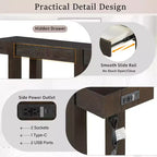 Console rustique minimaliste GDFStudio Sam 47.25 avec tiroir caché et prise de courant latérale